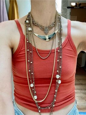 Gold and Multi-Strand Pearl Accent Necklaces - Women's Jewelry